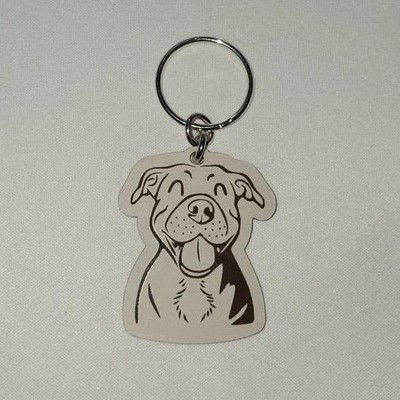 Happy Pittie Laser Engraved Brown Acrylic Keychain