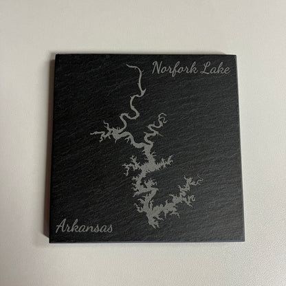 Norfork Lake, Arkansas - Laser Engraved Slate Coasters Set of 4