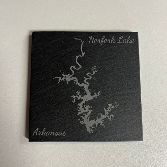 Norfork Lake, Arkansas - Laser Engraved Slate Coasters Set of 4