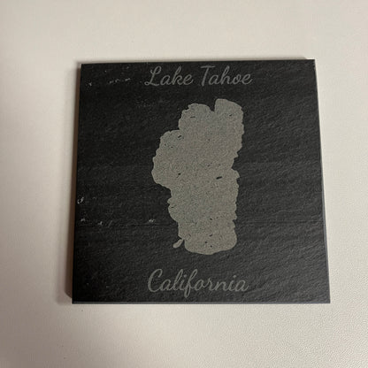 Lake Tahoe, California - Laser Engraved Slate Coasters Set of 4