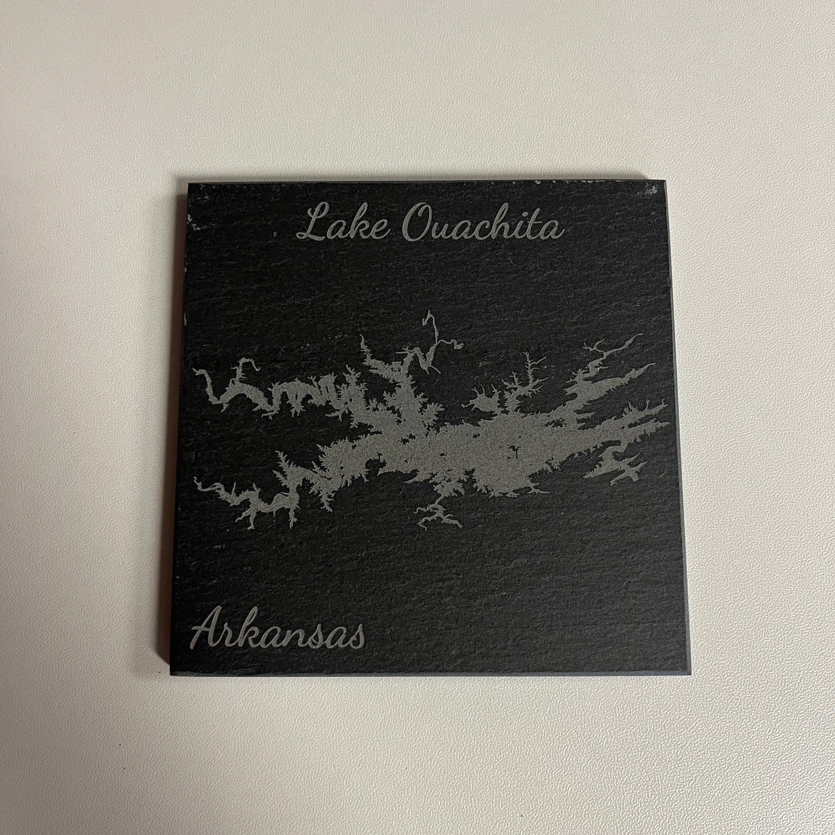 Lake Ouachita, Arkansas - Laser Engraved Slate Coasters Set of 4