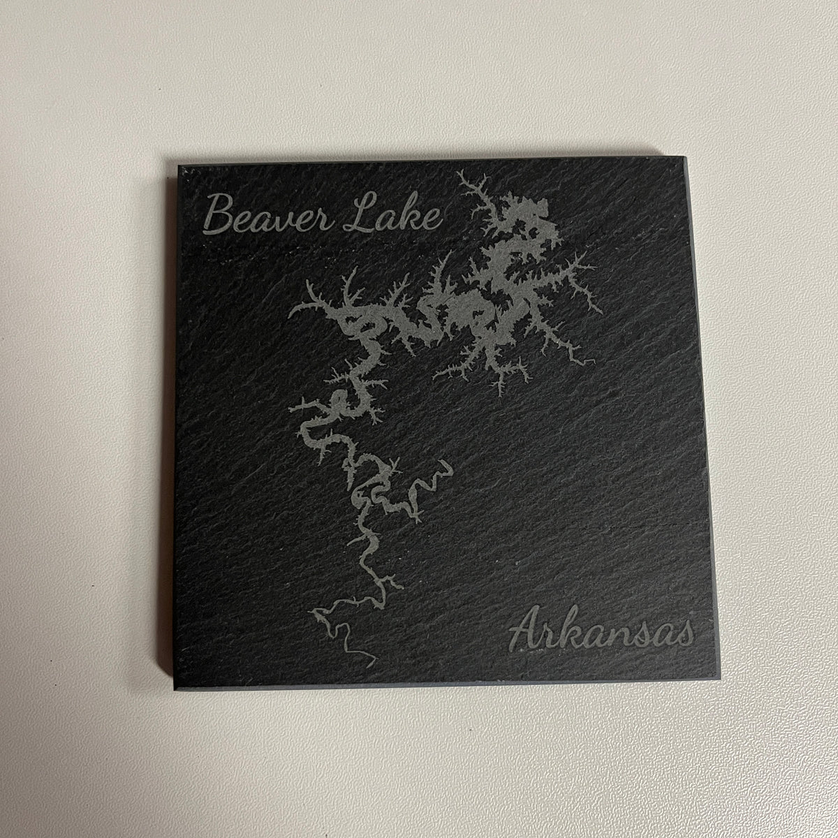 Beaver Lake, Arkansas - Laser Engraved Slate Coasters Set of 4