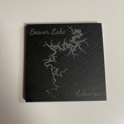 Beaver Lake, Arkansas - Laser Engraved Slate Coasters Set of 4