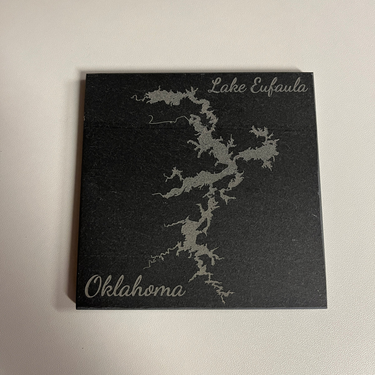 Lake Eufaula, Oklahoma - Laser Engraved Slate Coasters Set of 4