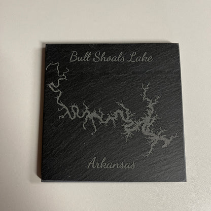 Bull Shoals Lake, Arkansas - Laser Engraved Slate Coasters Set of 4