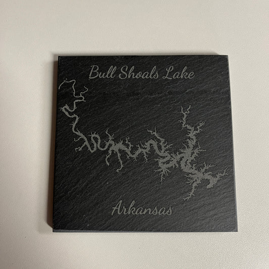 Bull Shoals Lake, Arkansas - Laser Engraved Slate Coasters Set of 4