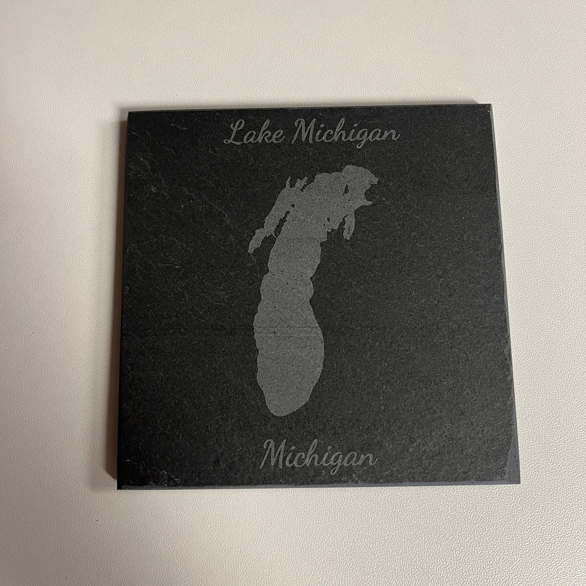 Lake Michigan, Michigan - Laser Engraved Slate Coasters Set of 4