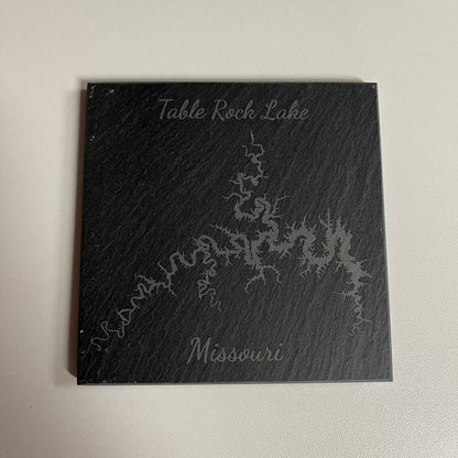 Table Rock Lake, Missouri - Laser Engraved Slate Coasters Set of 4