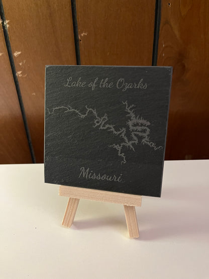 Lake of the Ozarks, Missouri - Laser Engraved Slate Coasters Set of 4
