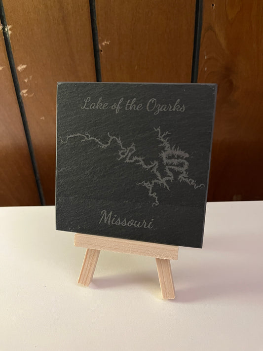 Lake of the Ozarks, Missouri - Laser Engraved Slate Coasters Set of 4