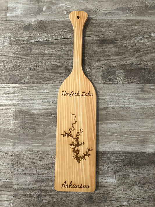 Norfork Lake, Arkansas - Laser Engraved Pine Paddle