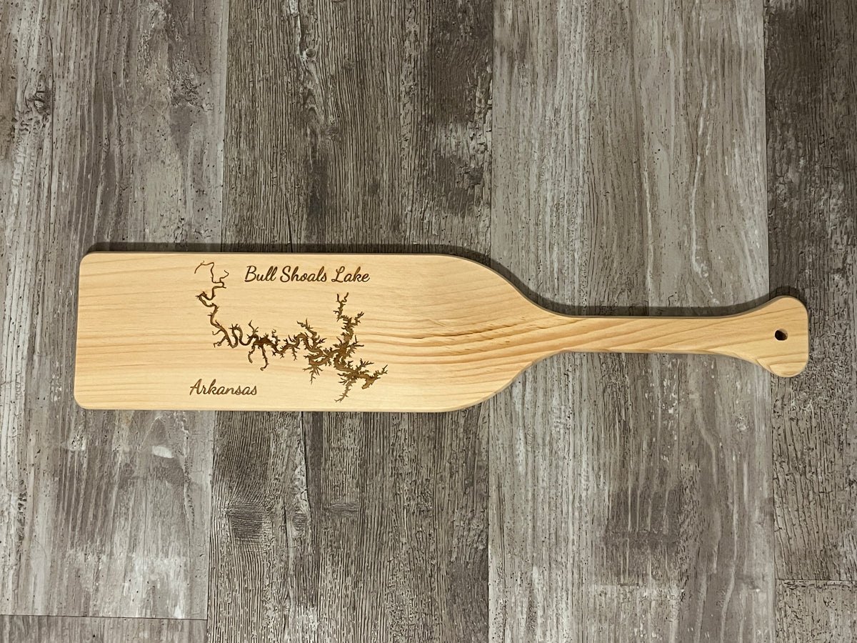 Bull Shoals Lake, Arkansas - Laser Engraved Pine Paddle